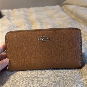 Coach Tan Leather Zip Wallet